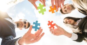 Business professionals with solutions